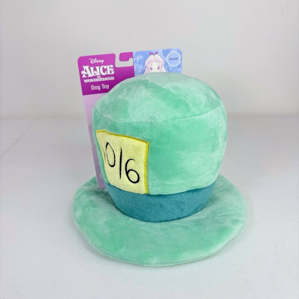 Disney Alice In Wonderland Mad Hatter Plush Dog Toy Squeaker